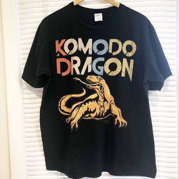 Komodo Dragon Graphic Pre-Owned Unisex Black T-Shirt Size XL. - Picture 1 of 13